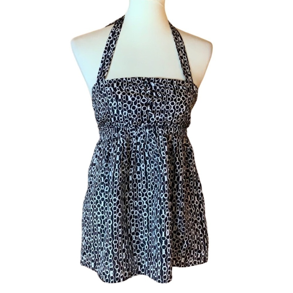 J. Crew silk halter top with chain print Black and white Size 2